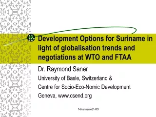 Development Options for Suriname in light of globalisation trends and negotiations at WTO and FTAA
