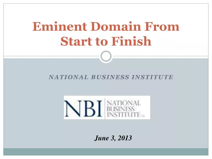 eminent domain from start to finish