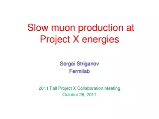 Slow muon production at Project X energies