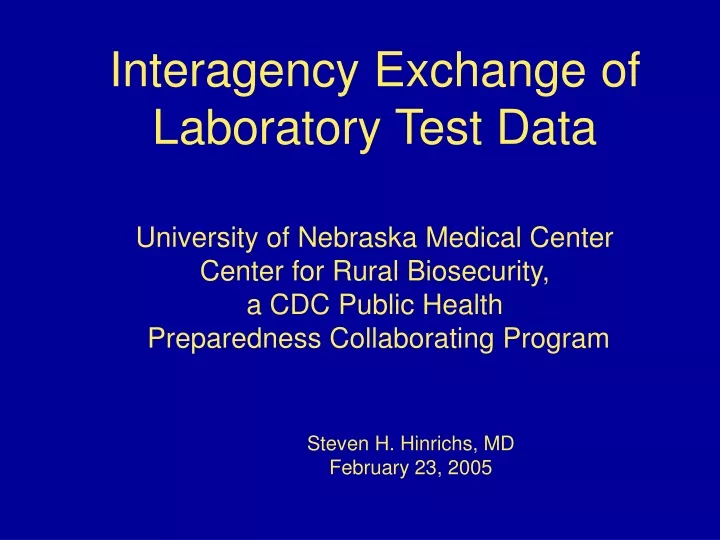 interagency exchange of laboratory test data