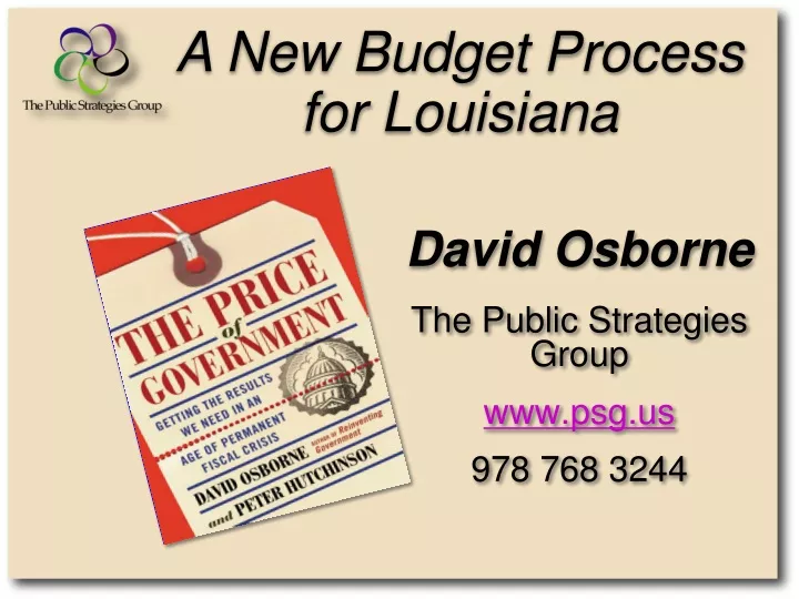 david osborne the public strategies group www psg us 978 768 3244