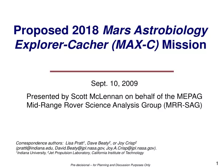 proposed 2018 mars astrobiology explorer cacher