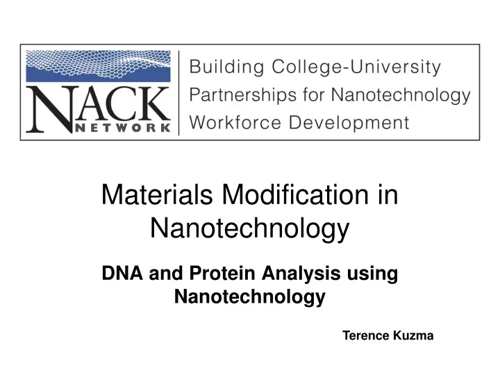 materials modification in nanotechnology