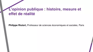 L’opinion publique : histoire, mesure et effet de réalité