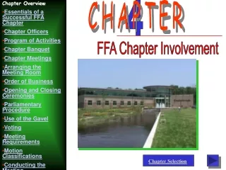 Chapter Overview Essentials of a Successful FFA Chapter Chapter Officers Program of Activities