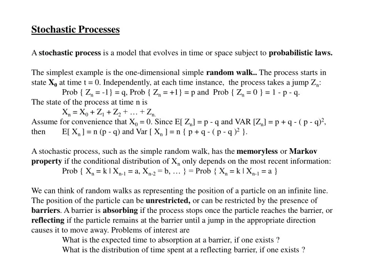 stochastic processes a stochastic process