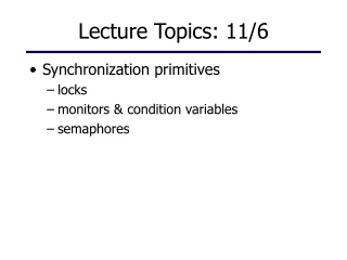 Lecture Topics: 11/6