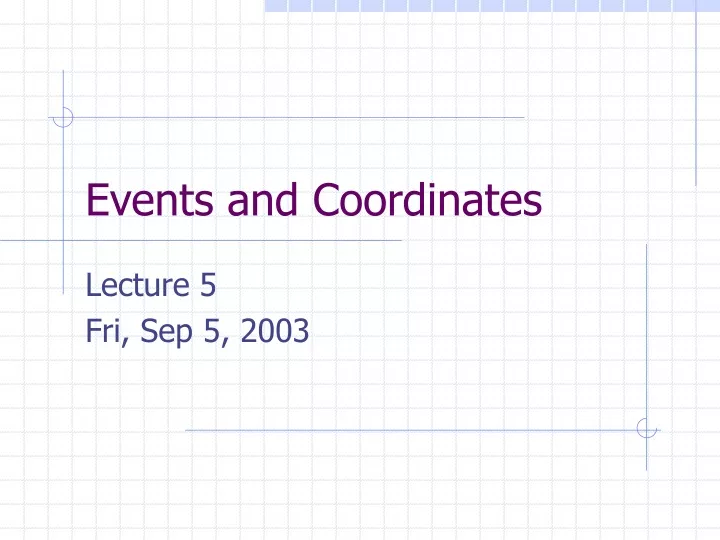 events and coordinates