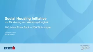 Social Housing  Initiative zur Minderung von Wohnungslosigkeit