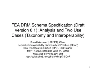 Brand Niemann (US EPA), Chair, Semantic Interoperability Community of Practice (SICoP)