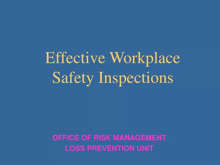 effective workplace safety inspections