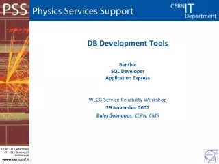 DB Development Tools Benthic SQL Developer  Application Express