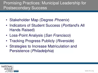 Promising Practices: Municipal Leadership for Postsecondary Success