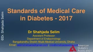Standards of Medical Care  in Diabetes - 2017