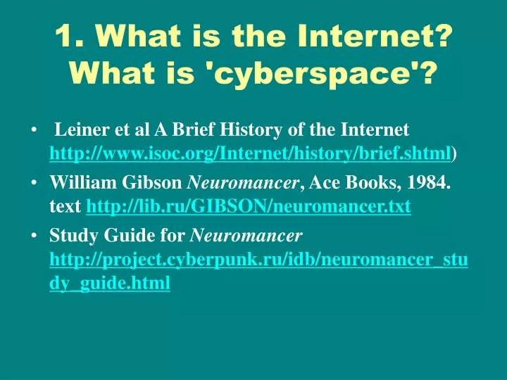 1 what is the internet what is cyberspace