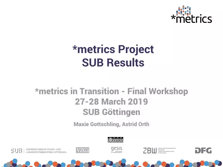 metrics project sub results