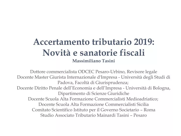 accertamento tributario 2019 novit e sanatorie