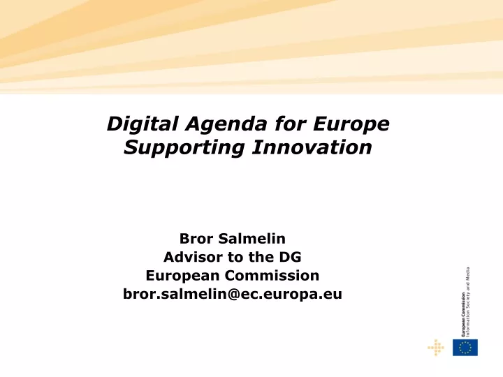 digital agenda for europe supporting innovation