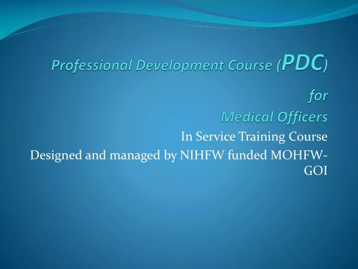 professional development course pdc for medical officers