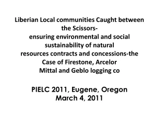 PIELC 2011, Eugene, Oregon March 4, 2011