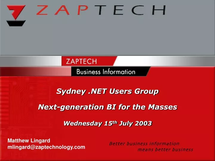 sydney net users group next generation