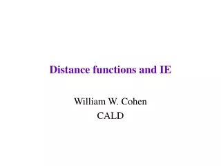 Distance functions and IE