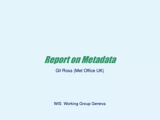 Report on Metadata Gil Ross (Met Office UK)