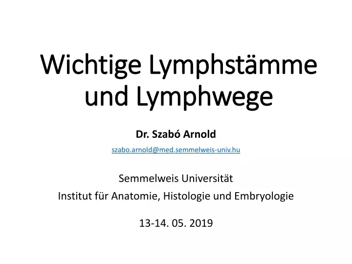 wichtige lymphst mme und lymphwege