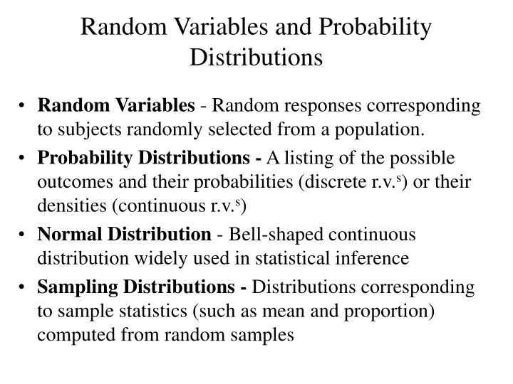 random variables and probability distributions