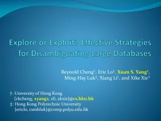 Explore or Exploit? Effective Strategies for Disambiguating Large Databases