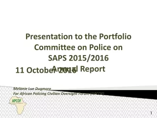 Presentation to the Portfolio Committee on Police on SAPS 2015/2016 Annual Report