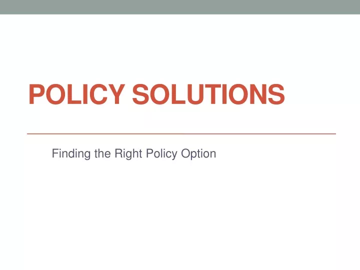 policy solutions