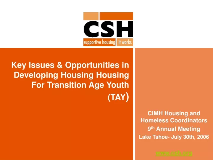 key issues opportunities in developing housing housing for transition age youth tay