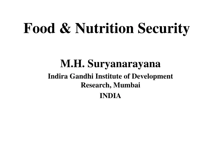 food nutrition security
