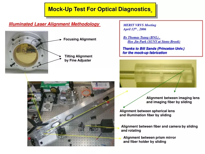 mock up test for optical diagnostics