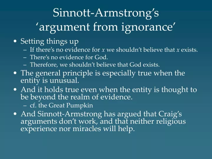 sinnott armstrong s argument from ignorance