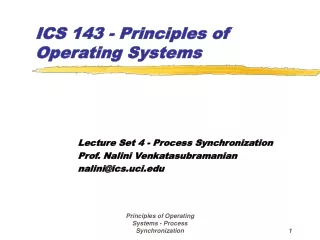 Principles of Operating Systems - Process Synchronization