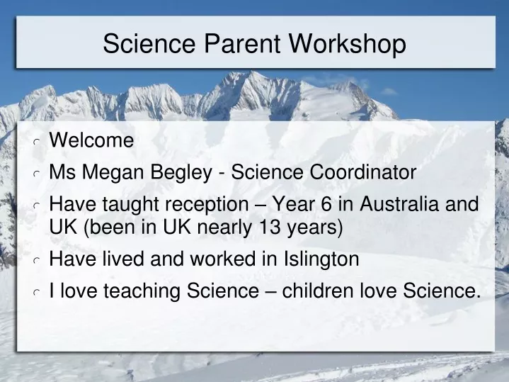 science parent workshop
