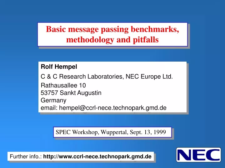 basic message passing benchmarks methodology