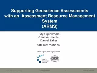 Supporting Geoscience Assessments        with an  Assessment Resource Management System (ARMS)