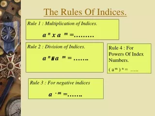 The Rules Of Indices.