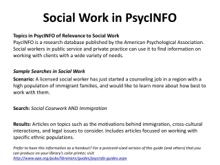 Social Work in PsycINFO
