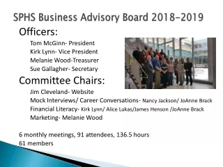 SPHS Business Advisory Board 2018-2019