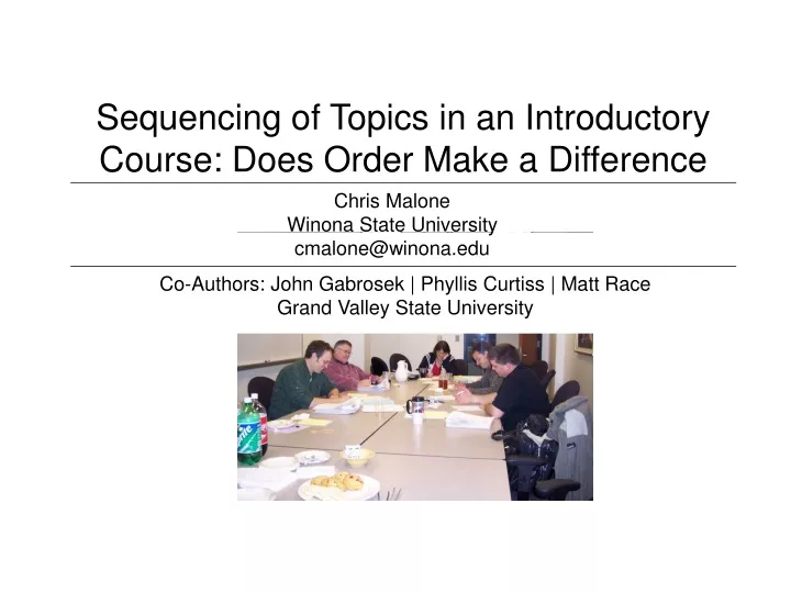 sequencing of topics in an introductory course