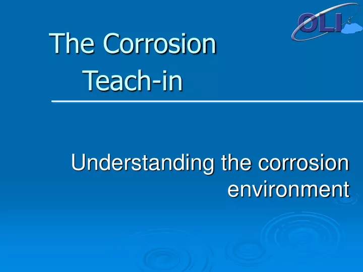 understanding the corrosion environment