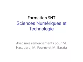 Formation SNT Sciences Numériques et Technologie