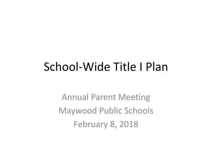 school wide title i plan