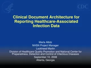 Clinical Document Architecture for Reporting Healthcare-Associated Infection Data