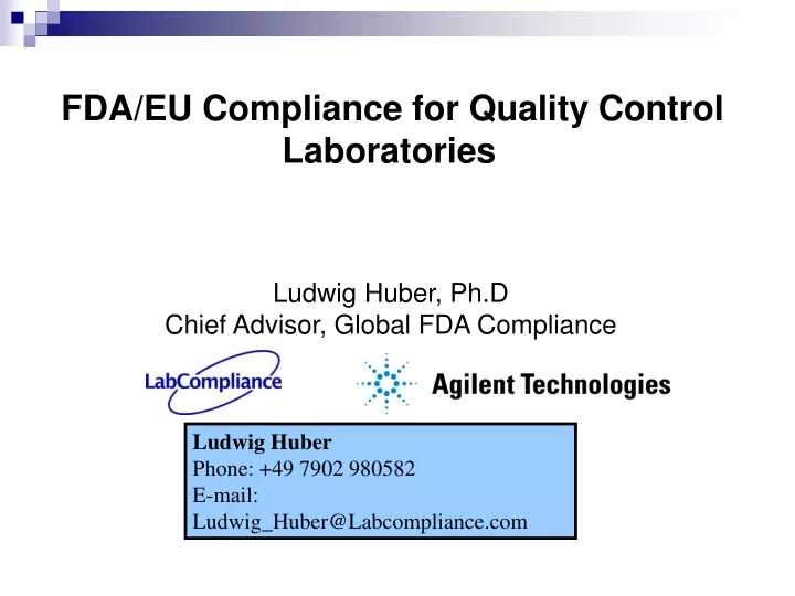 fda eu compliance for quality control laboratories