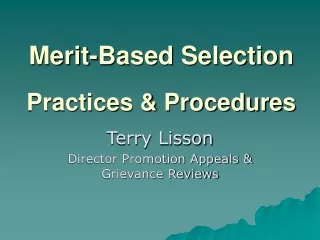 Merit-Based Selection Practices &amp; Procedures